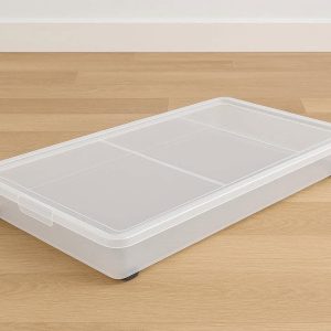 Slim Plastic Underbed Storage Box Shallow Drawer Container Low Profile Organizer Case for Apartments