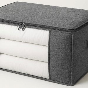Large Fabric Underbed Storage Bag Heavy Duty Comforter Container Zippered Clothes Organizer with Window