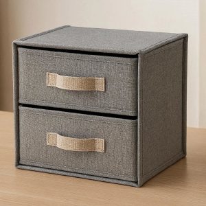 2 Fabric Desktop Drawer Organizer Small Storage Cabinet Foldable Sundries Bin Box for Bedroom Wardrobe