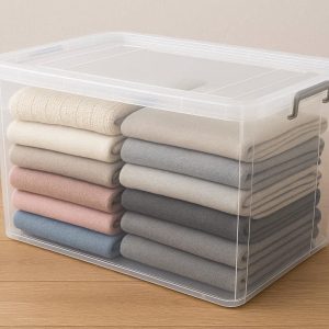 23 Large Plastic Wardrobe Storage Bag Clear Box Container Stackable Clothes Organizer Case with Lid