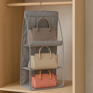 24 Fabric Wardrobe Storage Bag Hanging Handbag Organizer Clear Purse Tote Dust Bag Cover Shelf