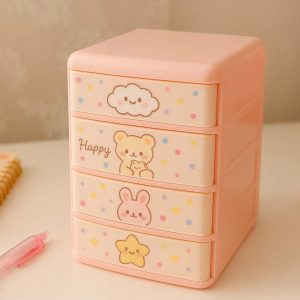 7 Cute Plastic Desktop Storage Cabinet Small Bureau Tiered Drawers Case for Kawaii Desk Accessories