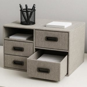 8 Premium Fabric Desktop Cabinet Small Shelf Organizer Open Bin Storage Drawers for Modern Office
