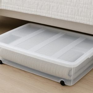 Underbed Storage Container Large Plastic Box Clear Organizer with Wheels and Lids for Bedroom Blanket